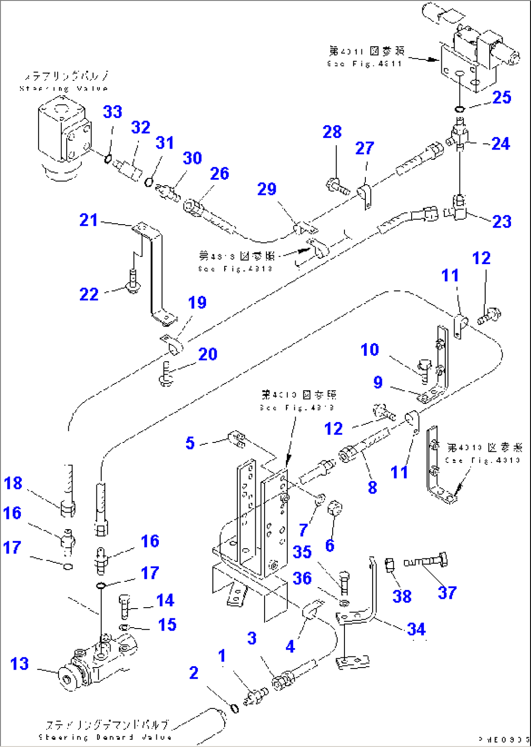 HYDRAULIC PIPING (PILOT LINE) (4/4) (DRAIN LINE) (FOR JOY STICK STEERING)