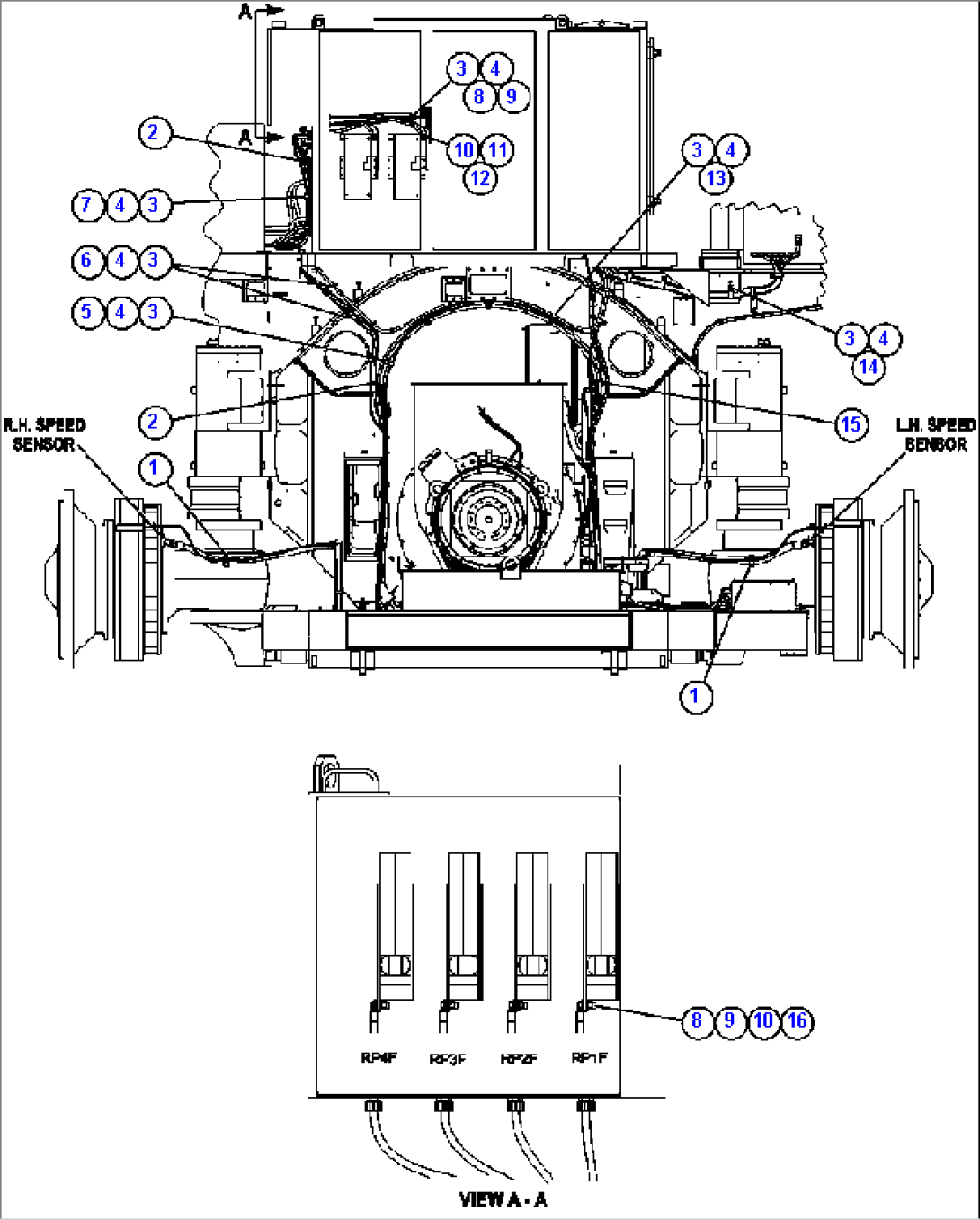 POWER CABLE ROUTING (FRONT VIEW)