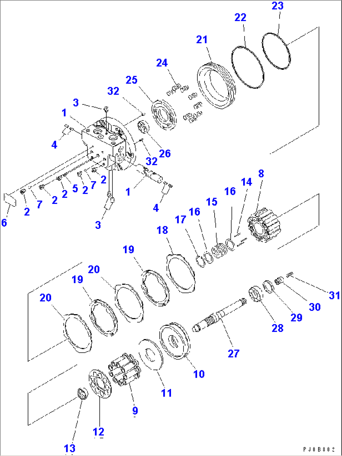 FINAL DRIVE (TRAVEL MOTOR 1/3) (HYDRAULIC MOTOR 1/2)(#1328-)