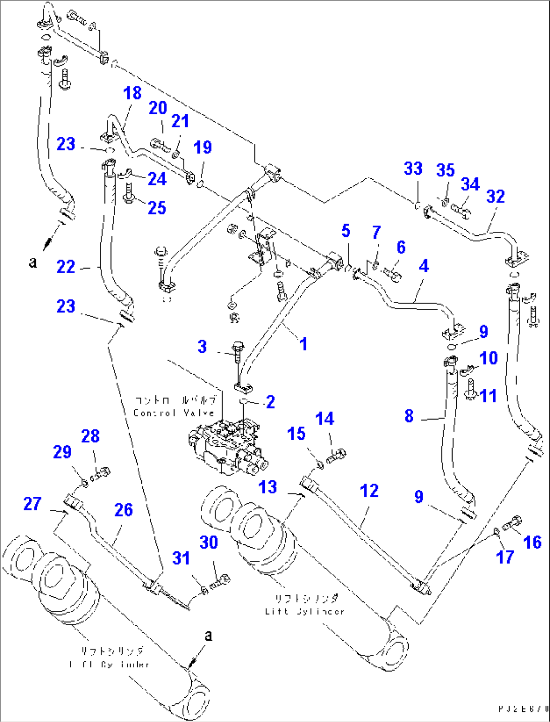 HYDRAULIC PIPING (DUMP CYLINDER LINE) (2/2)