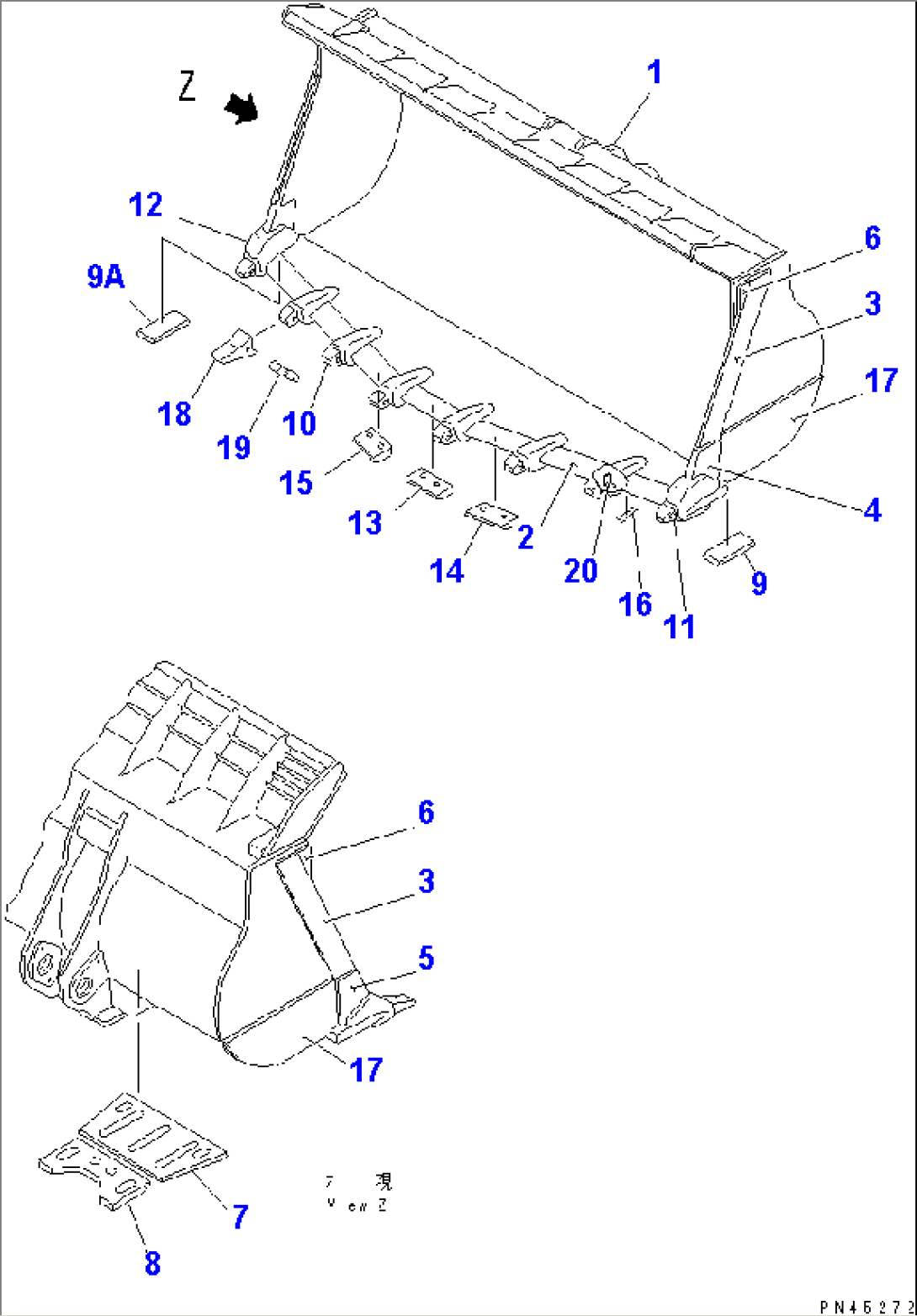 BUCKET¤ 8.5M3 (SPADE NOSE) (WITH TOOTH)