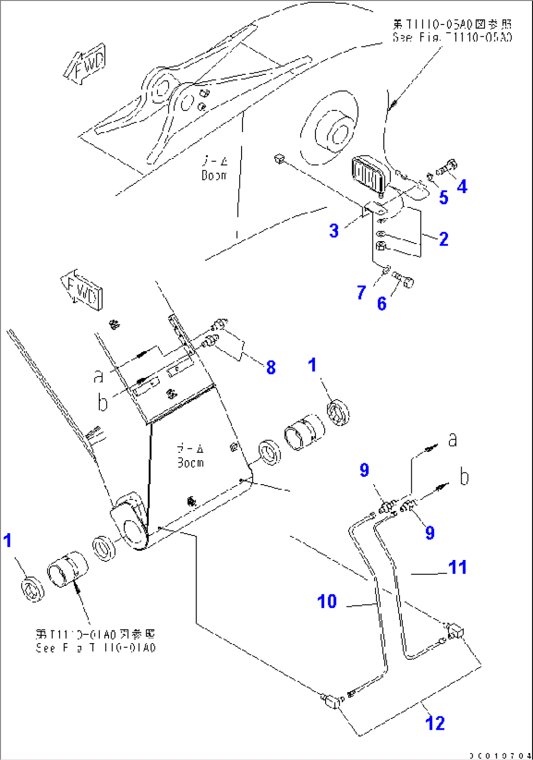 BOOM (WORKING LAMP AND BOOM FOOT LUBRICATING) (FOR ADDITIONAL PIPING)