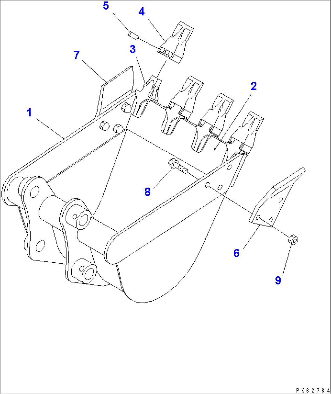 BUCKET¤ 0.08M3 (MINI 0.12M3) WIDTH 600MM(#10801-)