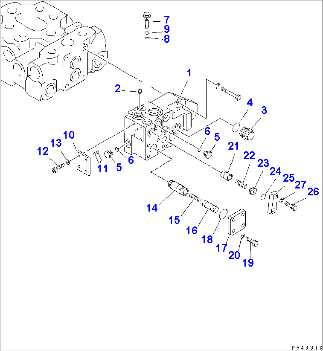 3-SPOOL CONTROL VALVE (2/4)(#50001-)