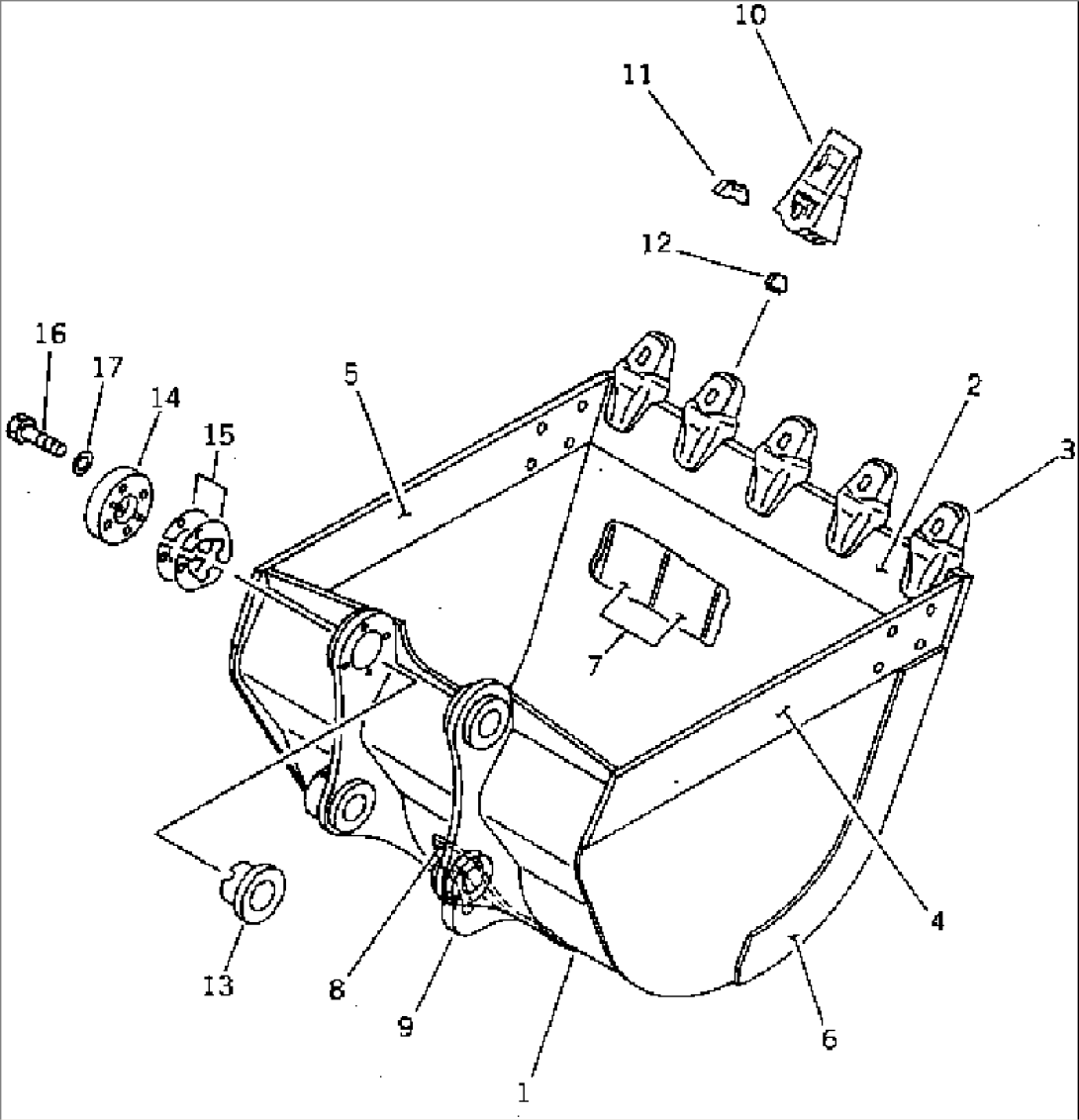 BUCKET WITH HOOK¤ 0.5M3 1000MM (VERTICAL PIN TYPE)