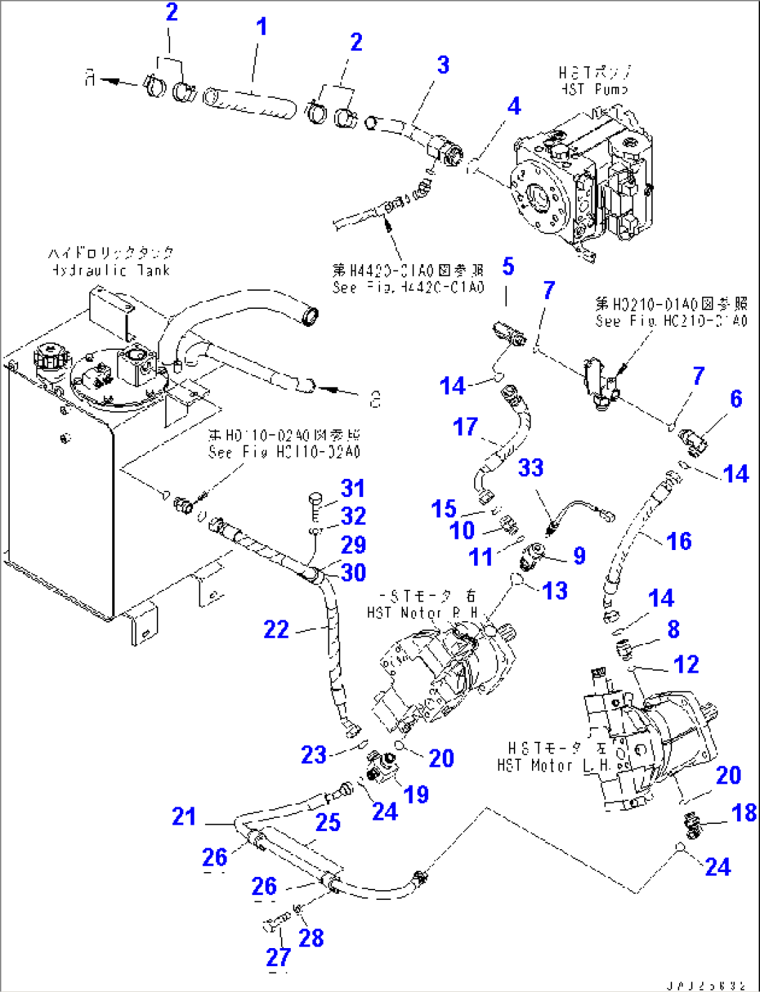 HST OIL LINE (CHARGE LINE) (FOR EMERGENCY STEERING )(#70001-)