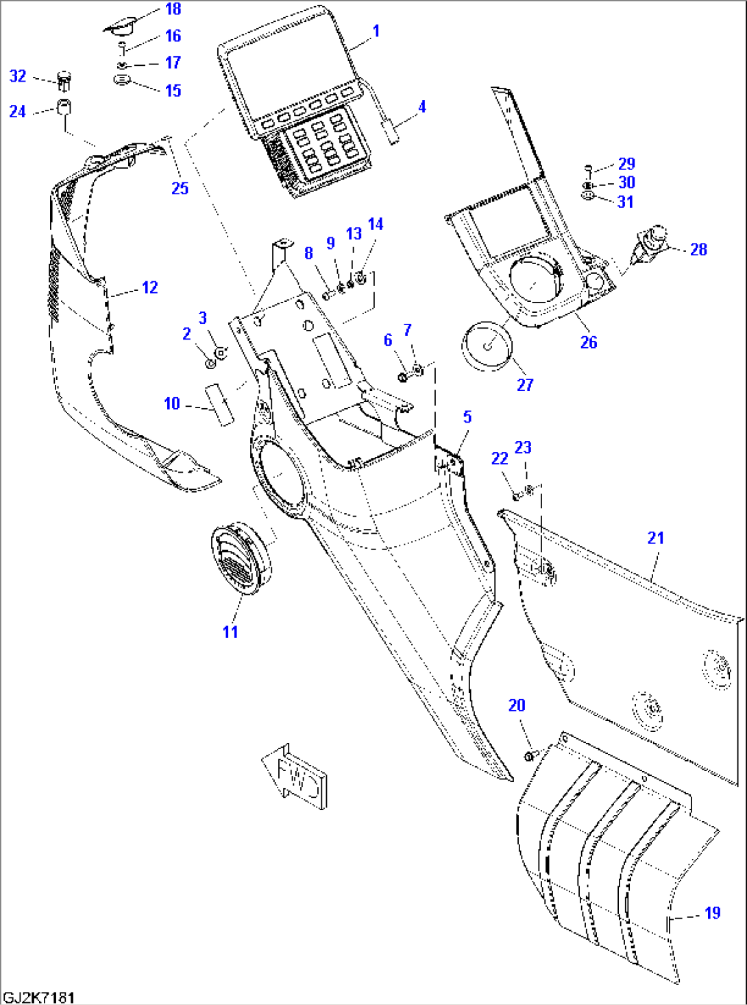 OPERATOR´S CAB IN PARTS - MONITOR AND COVER