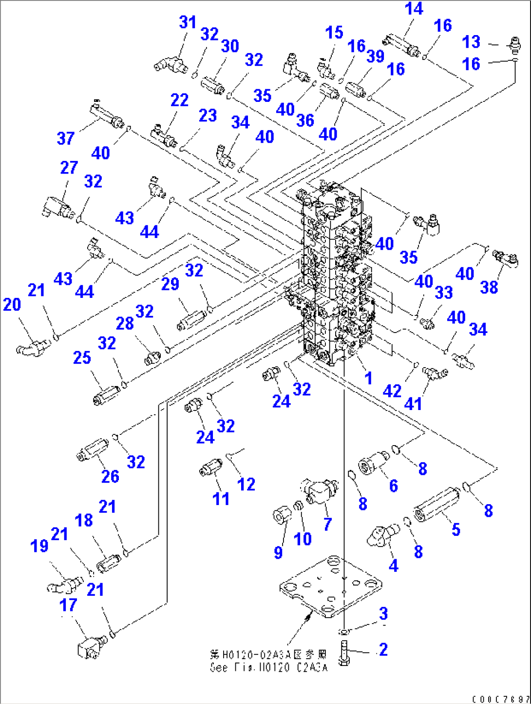 MAIN VALVE (ELBOW) (FOR ATTACHIMENT) (FOR POWER ANGLE POWER TILT)(#1001-5500)