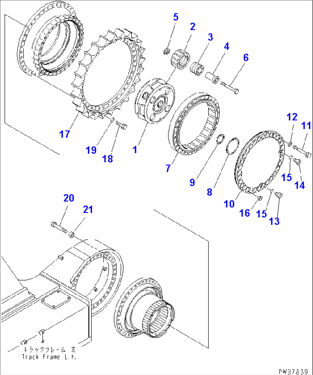 TRACK FRAME (FINAL DRIVE) (3RD CARRIER AND SPROCKET) (L.H.) (COLD WEATHER A SPEC.)(#30001-)
