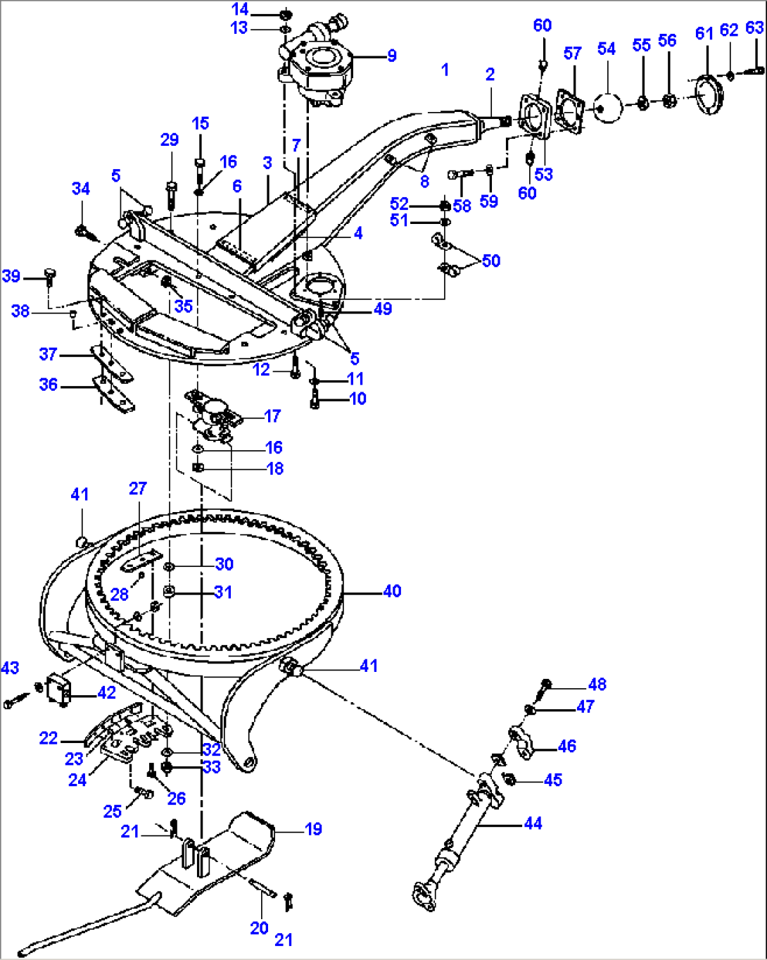 DRAWBAR & CIRCLE WITH WEAR PADS S/N 202988 AND DOWN