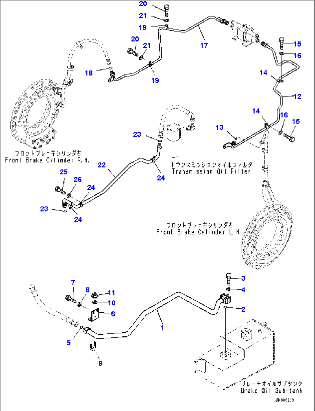 Front Brake Oil Piping, Slack Adjuster Piping (#10001-)