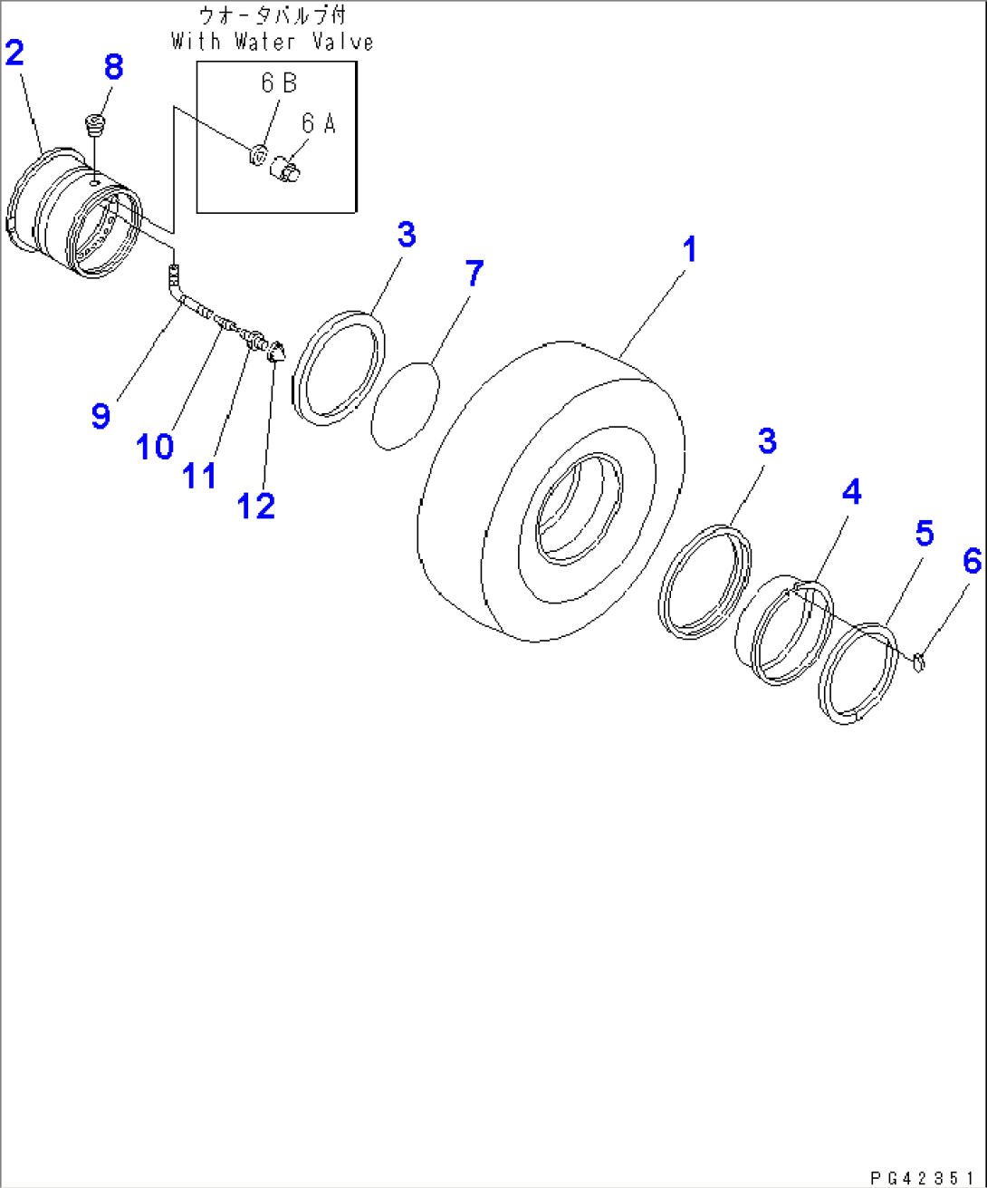 WHEEL AND TUBELESS TIRE