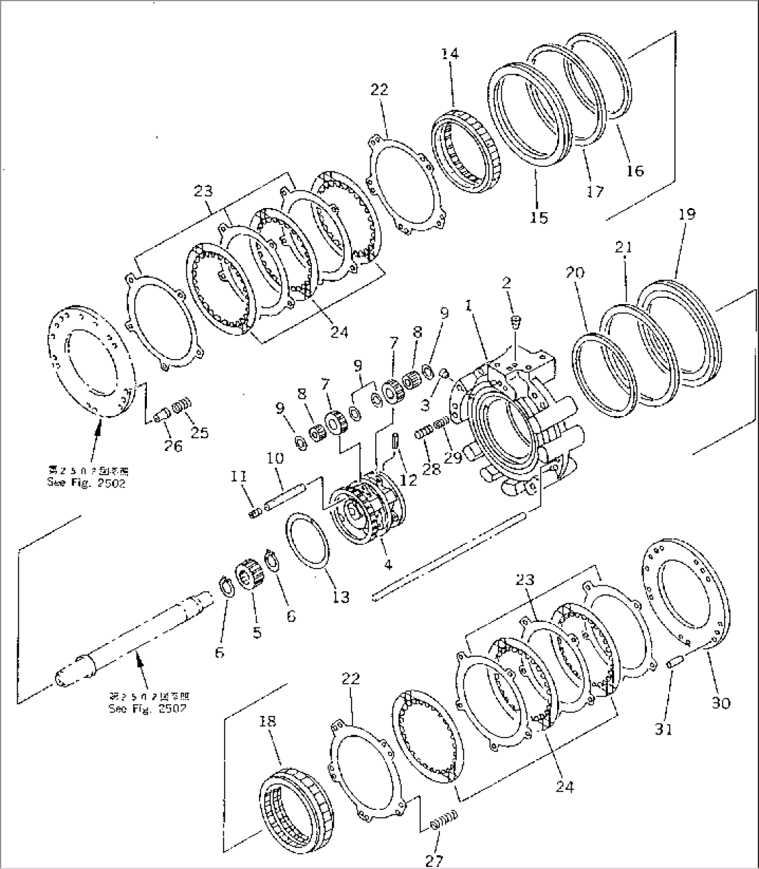 TRANSMISSION (F2-R2) (FORWARD AND 2ND HOUSING) (3/6) (FOR MONO LEVER STEERING)
