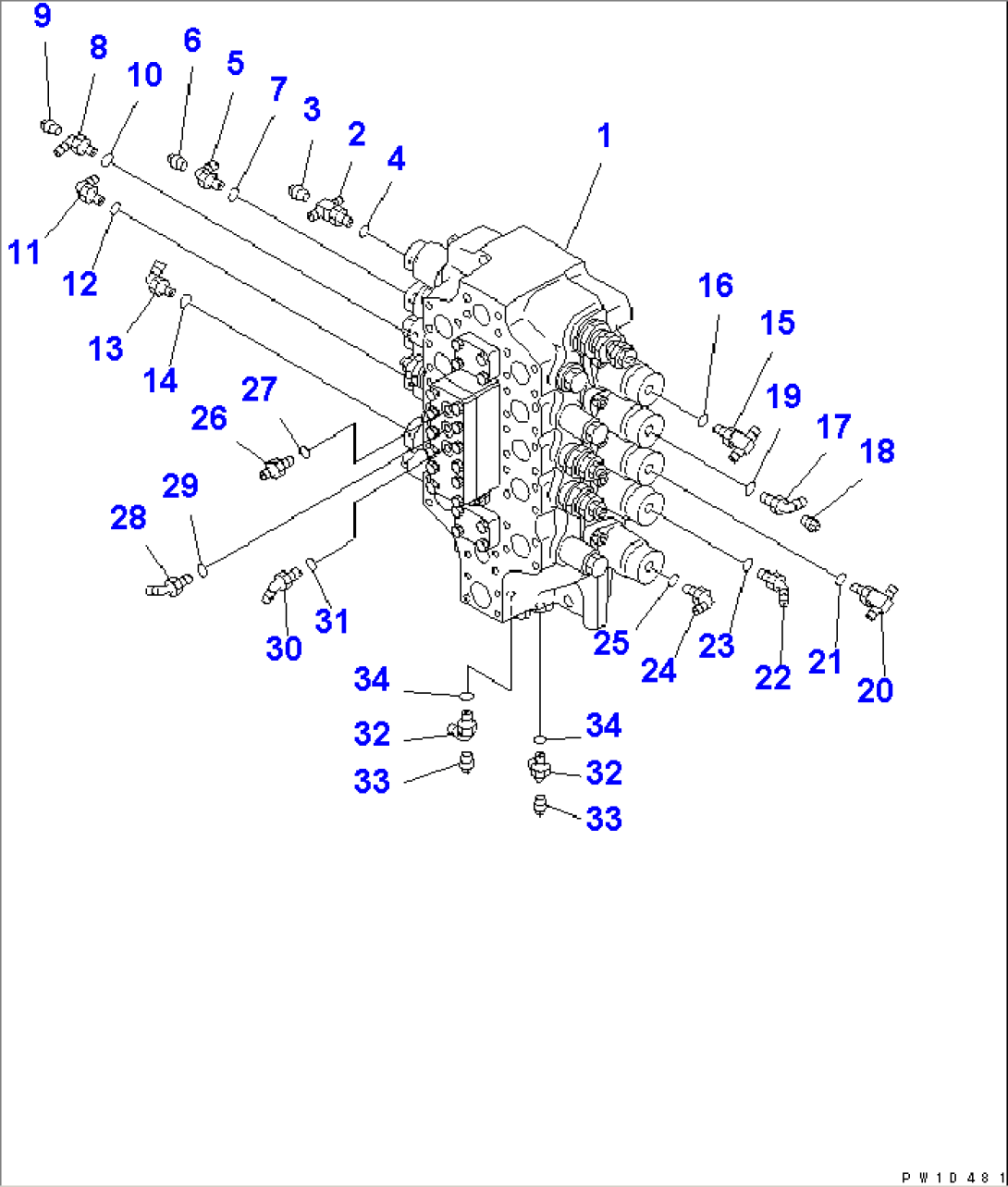MAIN VALVE (5-SPOOL VALVE) (JOINT PARTS) (FOR LOADER)(#11001-)