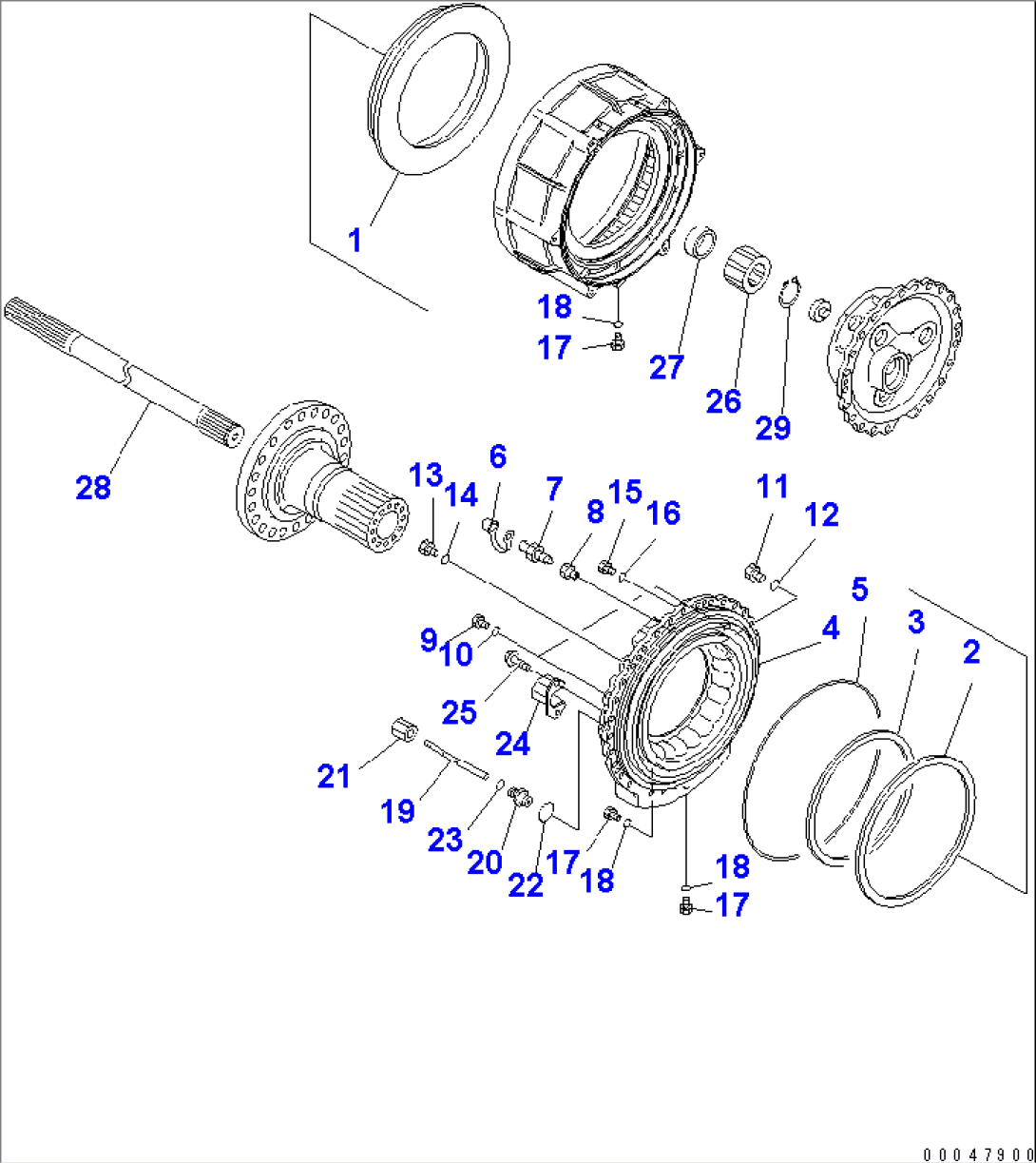 CENTER AXLE (R.H.) (BRAKE CYLINDER) (SERVICE PARTS)(#2001-)