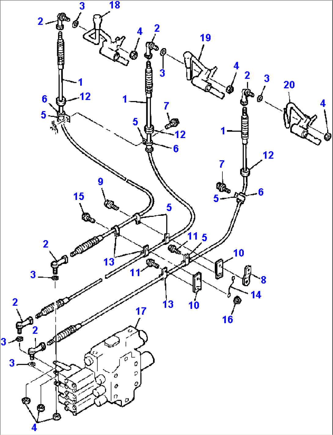 FIG NO. 6622 EQUIPMENT CONTROL LEVER LINKAGE FOR MACHINES WITH THREE SPOOL CONTROL VALVE