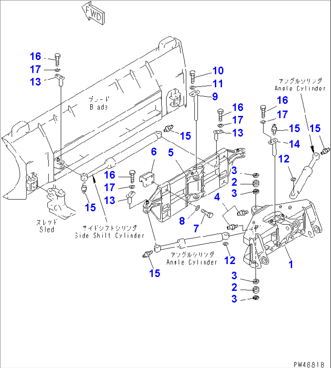 SIDE SHIFT¤ PITCH AND ANGLE SNOW PLOW (2/4) (CARRIER)(#60001-)