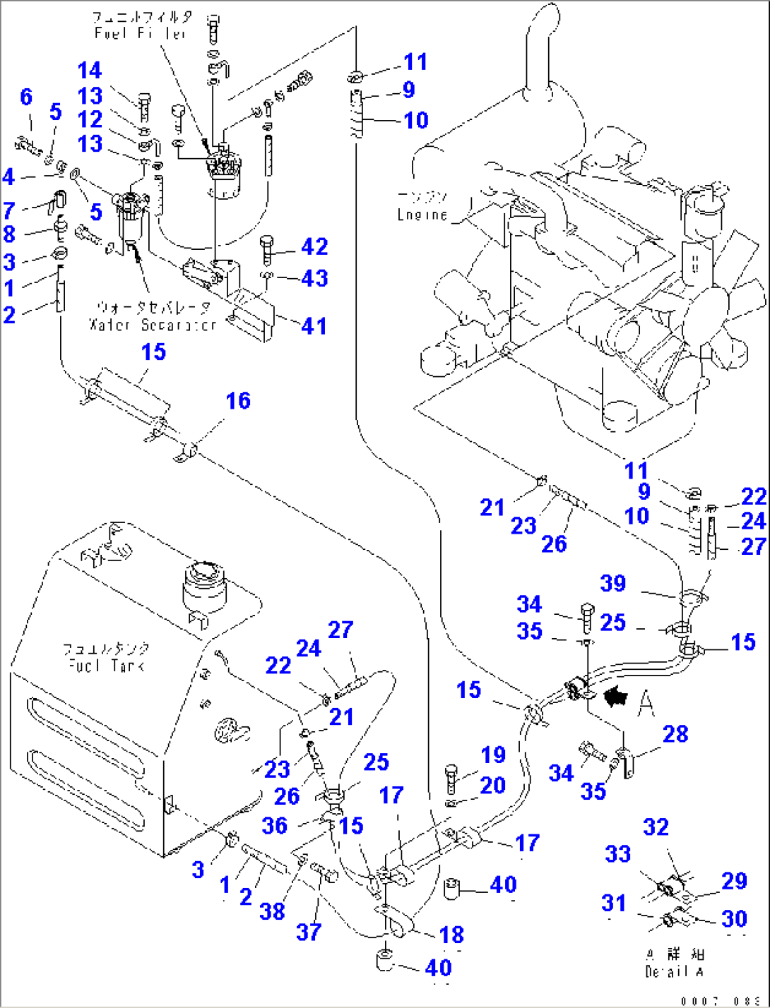 FUEL LINE (WITH WATER SEPARATOR AND ADDITIONAL FUEL FILTER) (EXCEPT JAPAN)(#58001-)