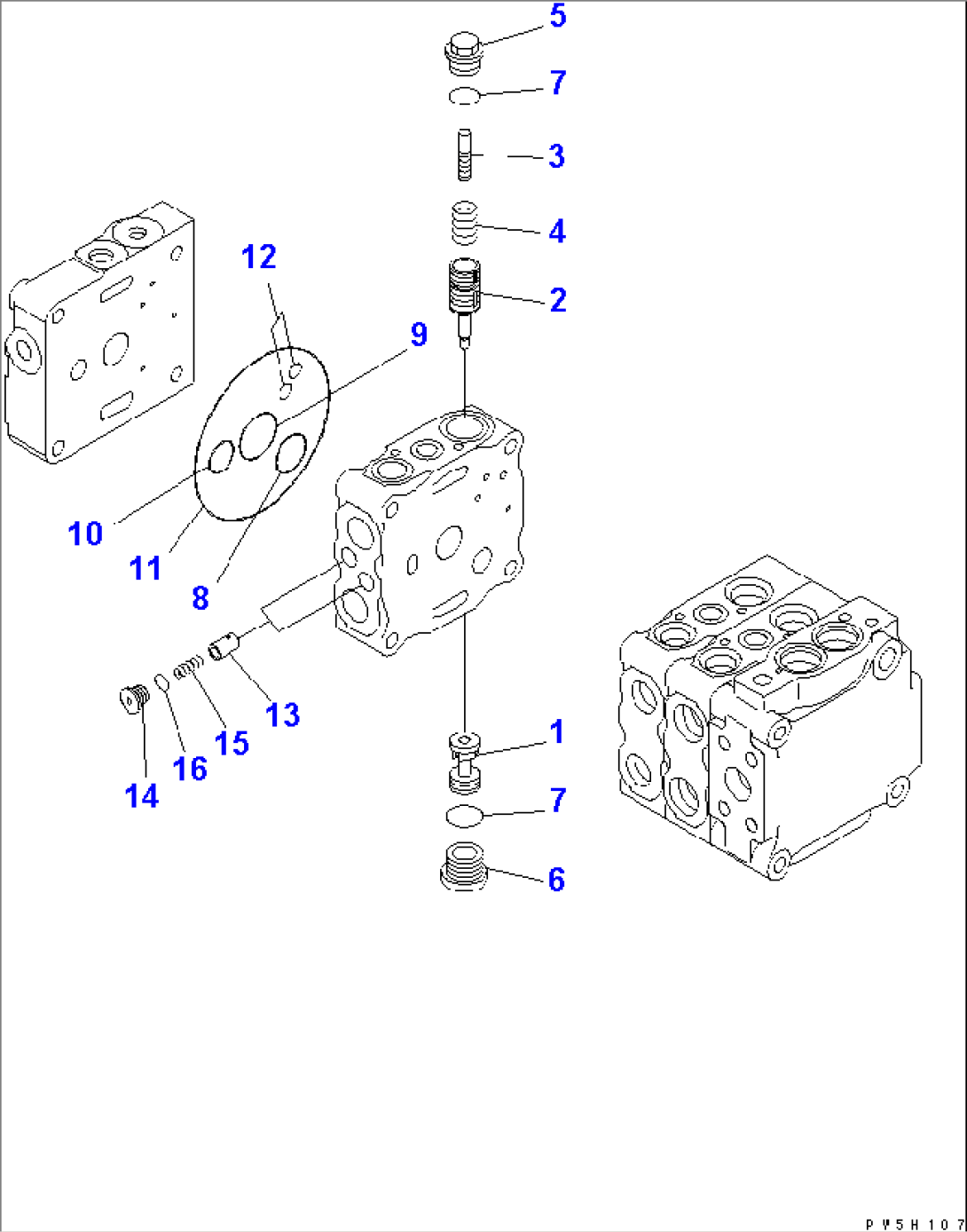 MAIN VALVE (3-VALVE) (6/7) (FOR STRAIGHT TILT DOZER)