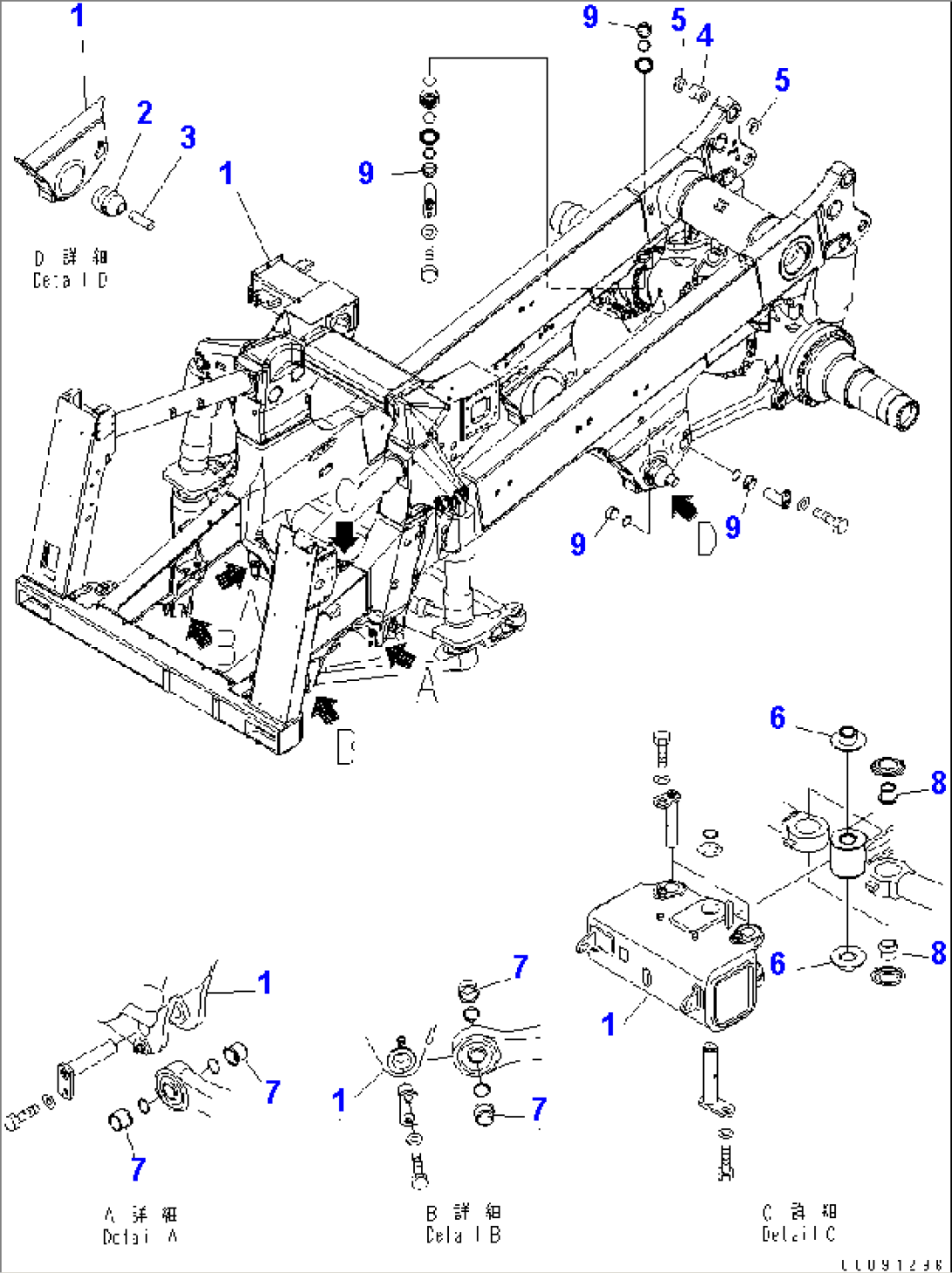MAIN FRAME (FRAME) (EXHAUST BRAKE¤ OIL HEATER AND ENGINE ROOM LAMP)(#7169-)