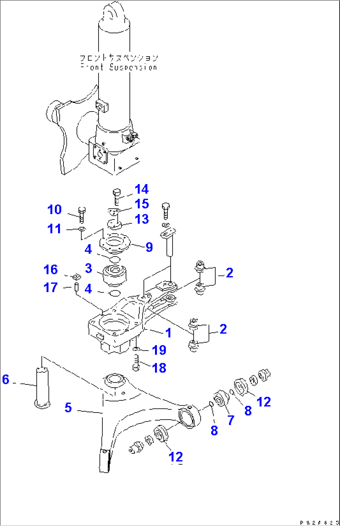 FRONT AXLE (RIGHT HAND) (ARM LEVER)(#1021-1052)