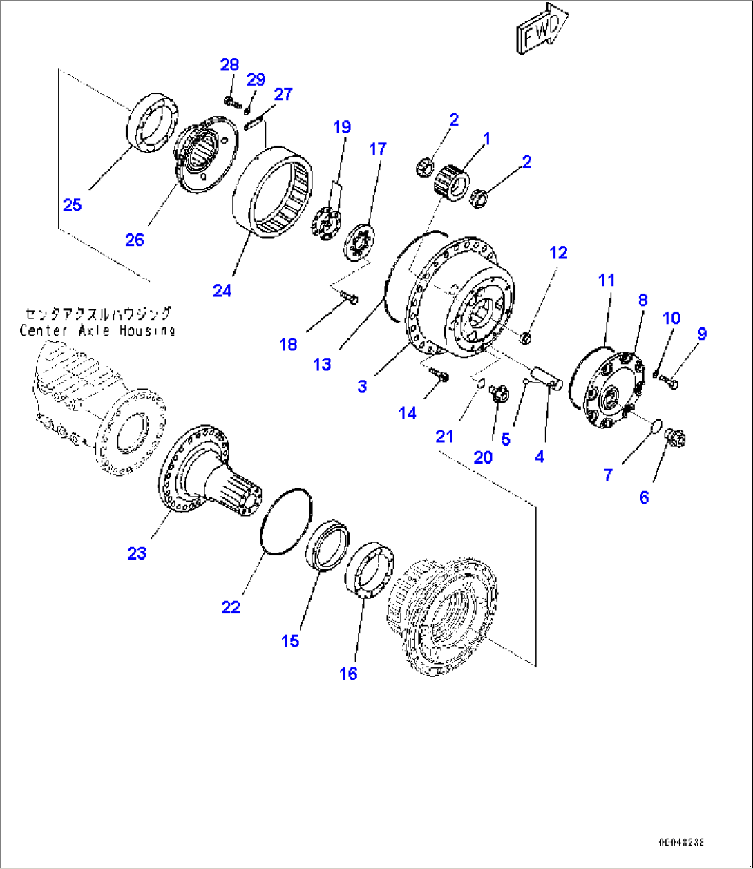 Center Axle, Final Drive R.H. (#2633-)