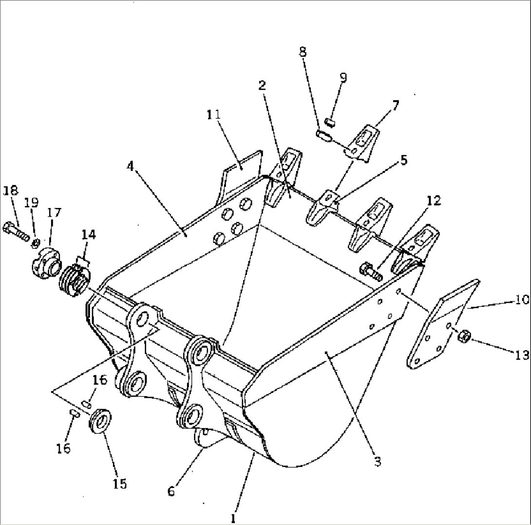BUCKET¤ 0.9M3¤ WIDTH 1155MM¤ WITH HOOK (EXCEPT JAPAN)(#20001-20488)