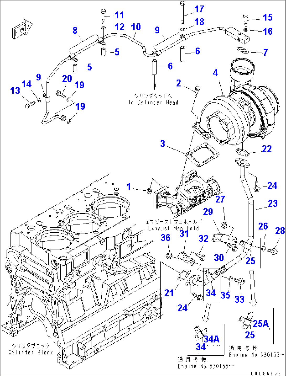 TURBOCHARGER MOUNTING AND LUBRICATOR(#630036-)