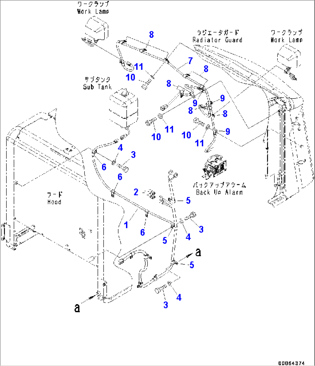 Engine Hood, Wiring Harness (#75053-)