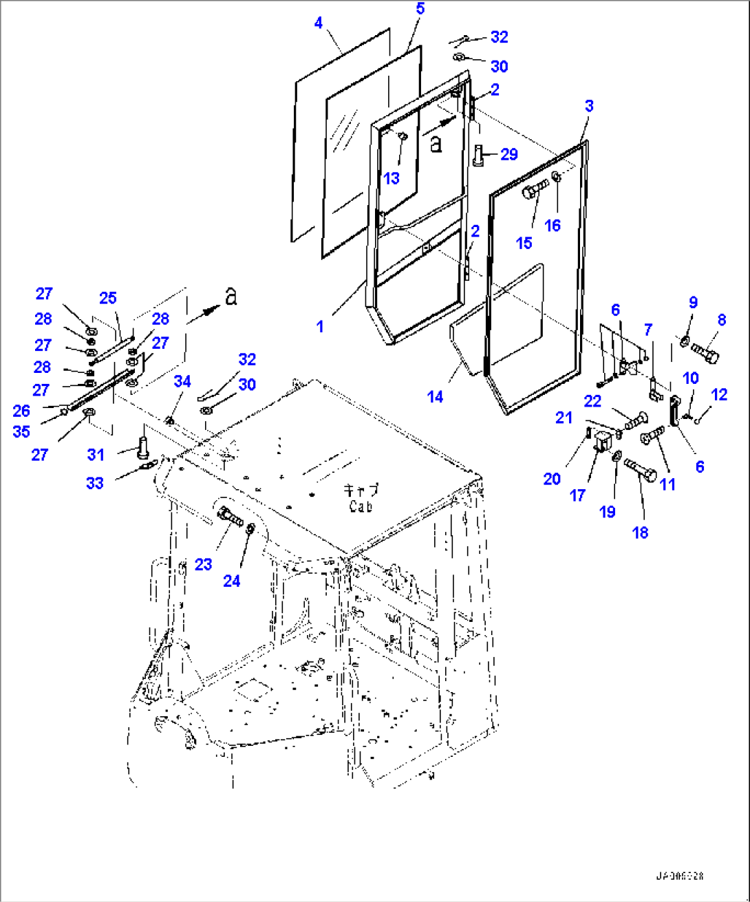 ROPS Cab and Floor Frame Group, Door, R.H. (#75234-)