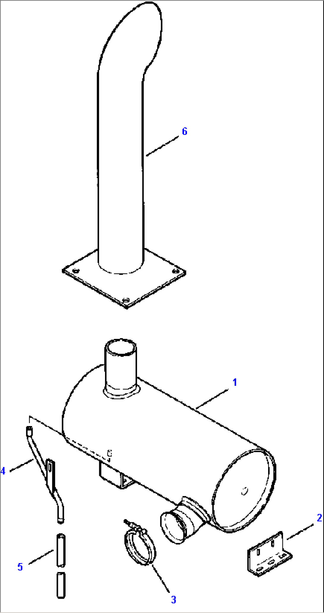 FIG NO. 1001D EXHAUST MUFFLER AND CONNECTIONS