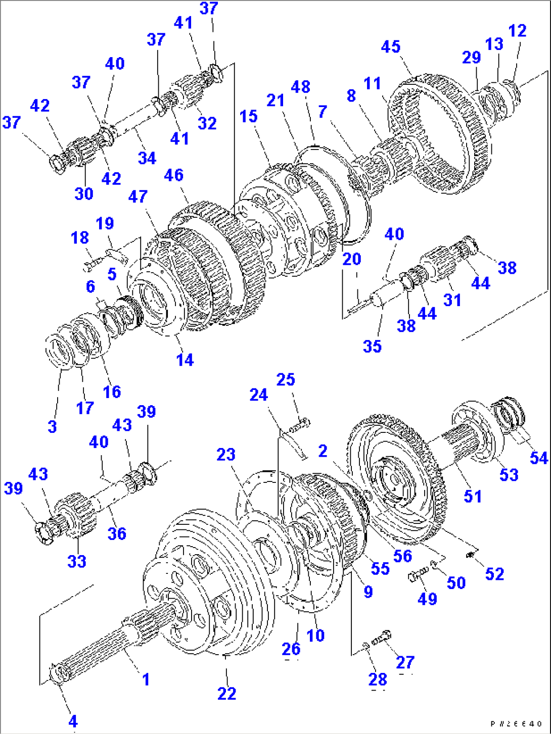 TRANSMISSION OUTPUT SHAFT GEAR AND CLUTCH (SERVICE PARTS)(#1115-)