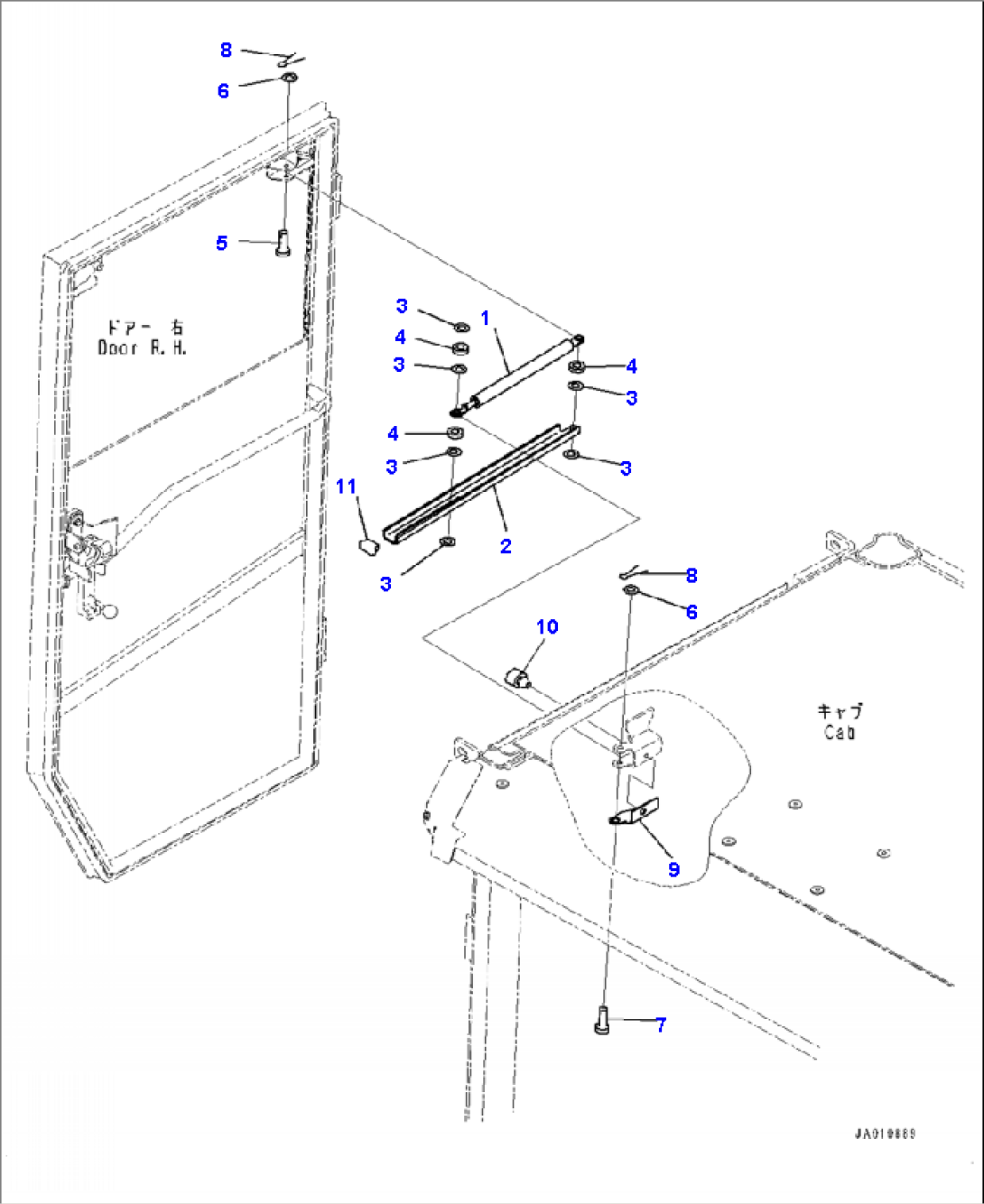 K0210-001005 CAB GAS SPRING AND MOUNTING