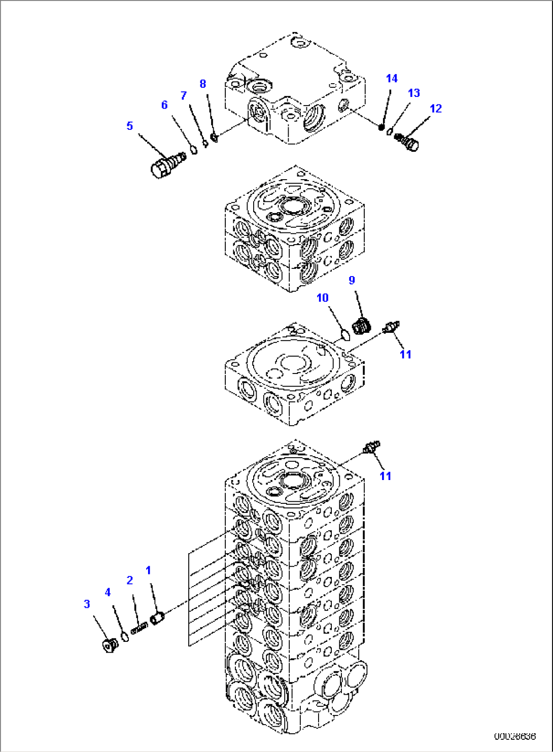MAIN CONTROL VALVE, 2-ATTACHMENT, INNER PARTS, CONTROL VALVE (7/13)