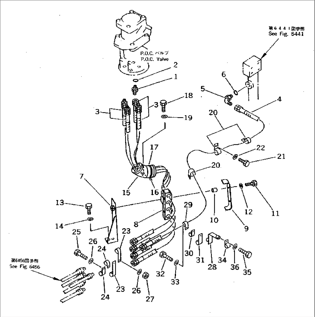 HYDRAULIC PIPING (P.O.C. VALVE LINE 5/7)(#10001-10499)