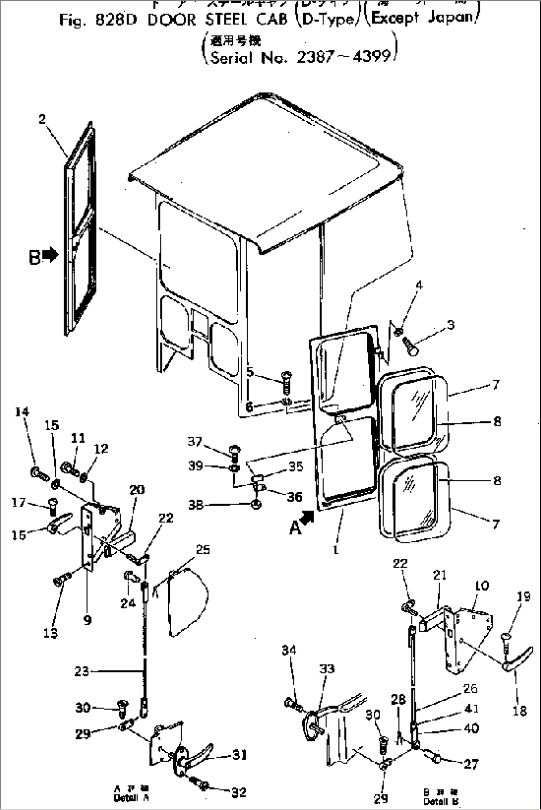 DOOR STEEL CAB (D-TYPE) (EXCEPT JAPAN)(#3326-4399)