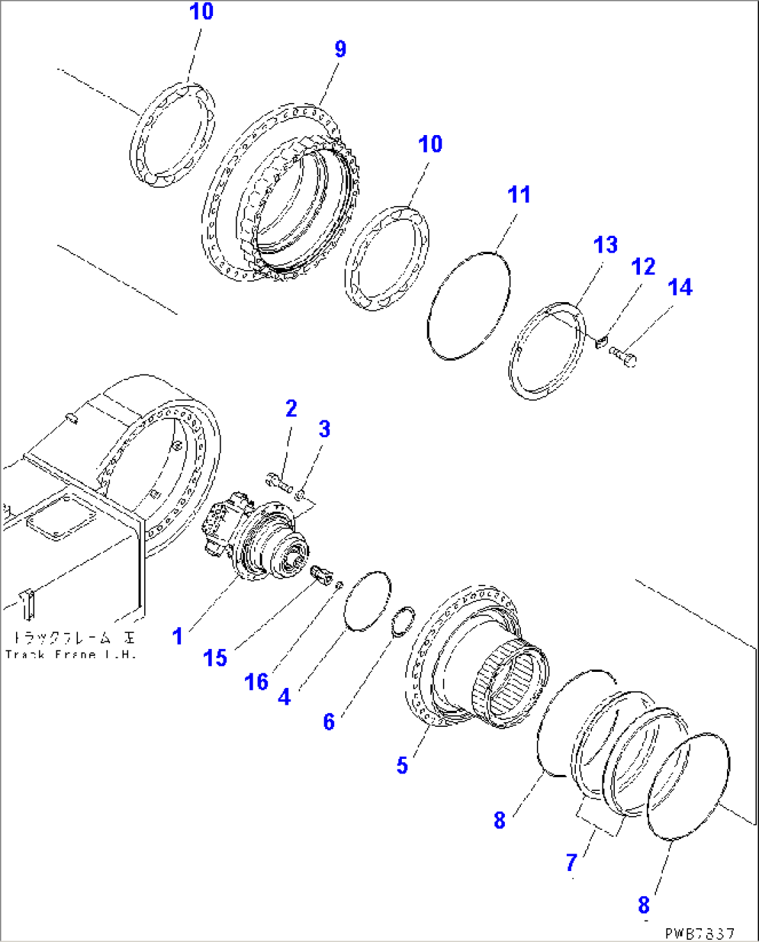 TRACK FRAME (FINAL DRIVE) (SHAFT AND HUB) (L.H.)(#10160-)