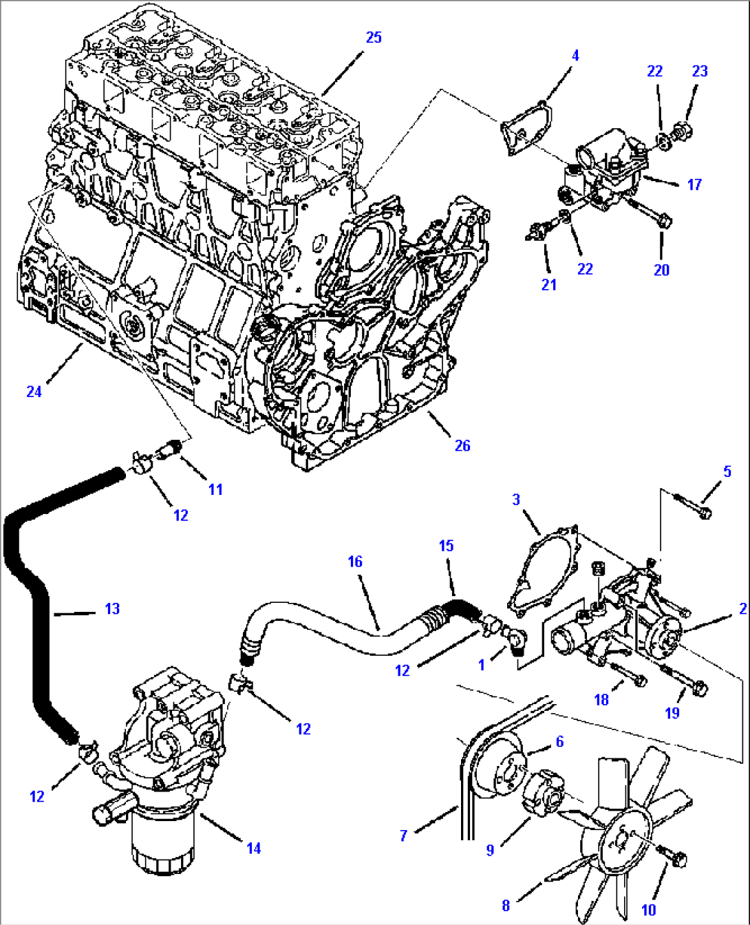 FIG. A0140-01A0 TIER I ENGINE - COOLING SYSTEM
