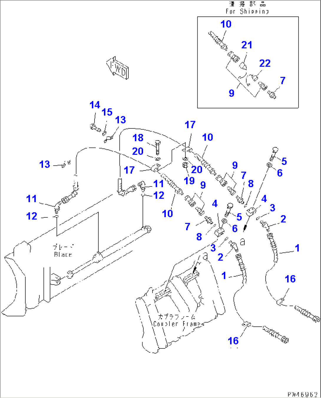 SIDE SHIFT¤ PITCH AND ANGLE SNOW PLOW (SIDE SHIFT CYLINDER LINE) (W/POWER TILT)(W/HYD.MULTI COUPLER)(#30001-)