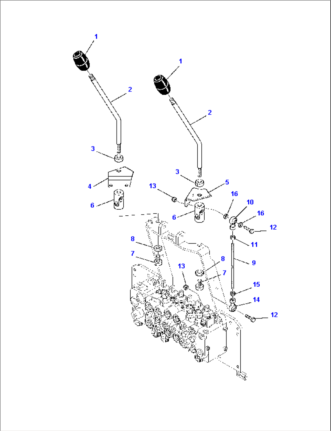 BACKHOE CONTROL LEVERS