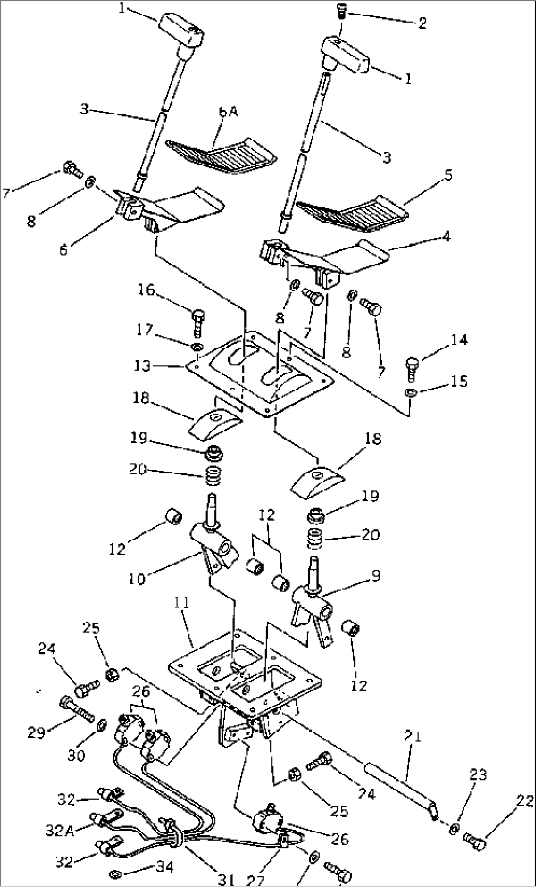 TRAVEL CONTROL LEVER AND LINKAGE (1/2)