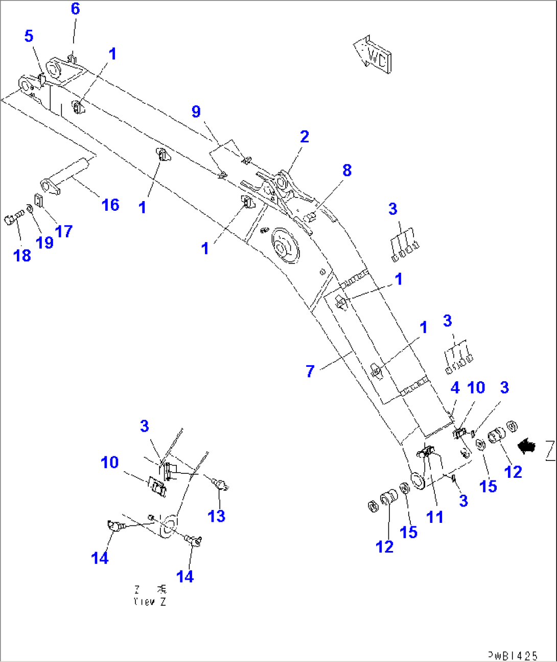 BOOM (BOOM AND TOP PIN) (FOR ADDITIONAL PIPING)(#30001-32999)
