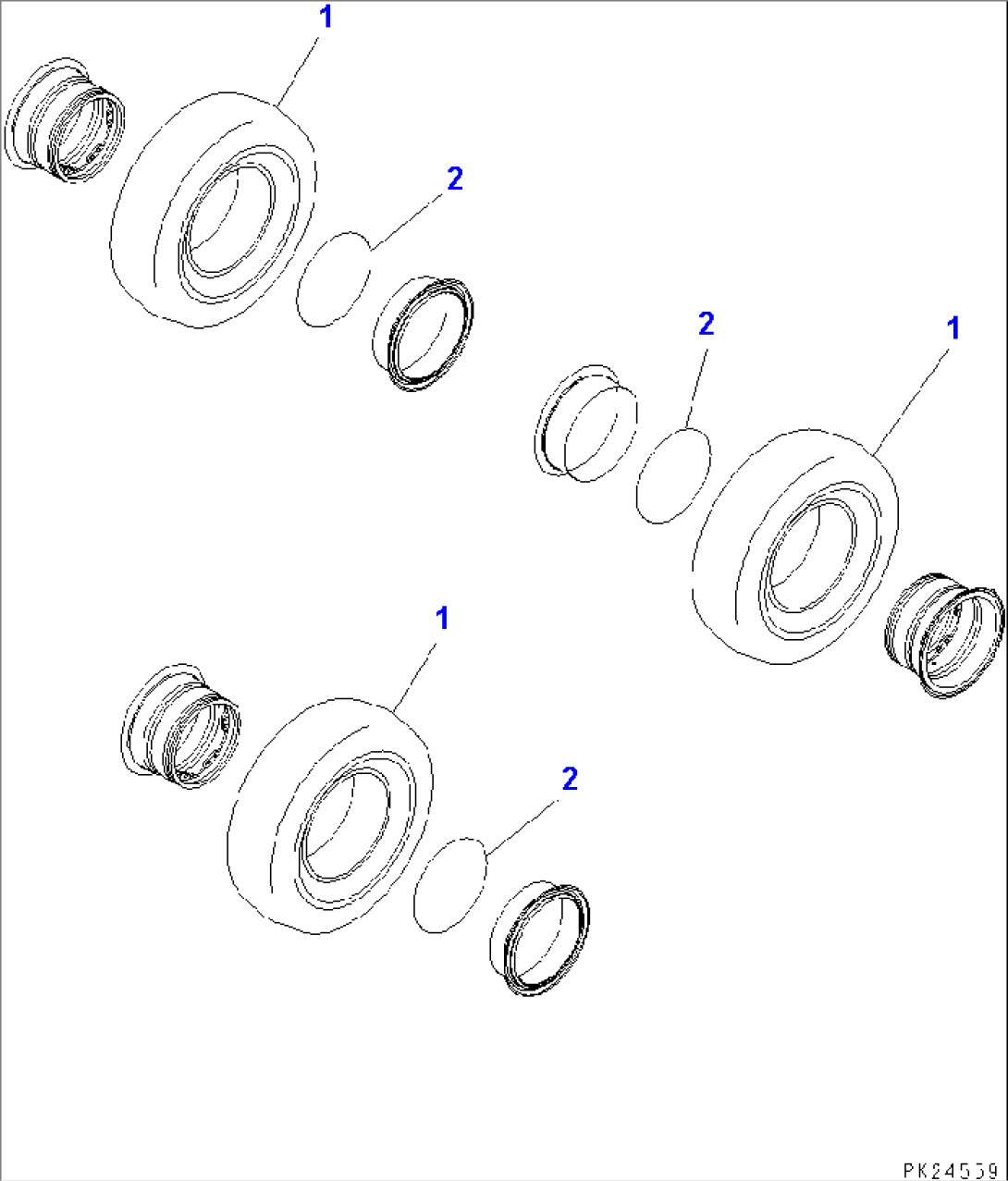 TIRE AND RIM (TIRE) (16.00R25 E4 XHD1B) (MICHILIN)(#1201-)