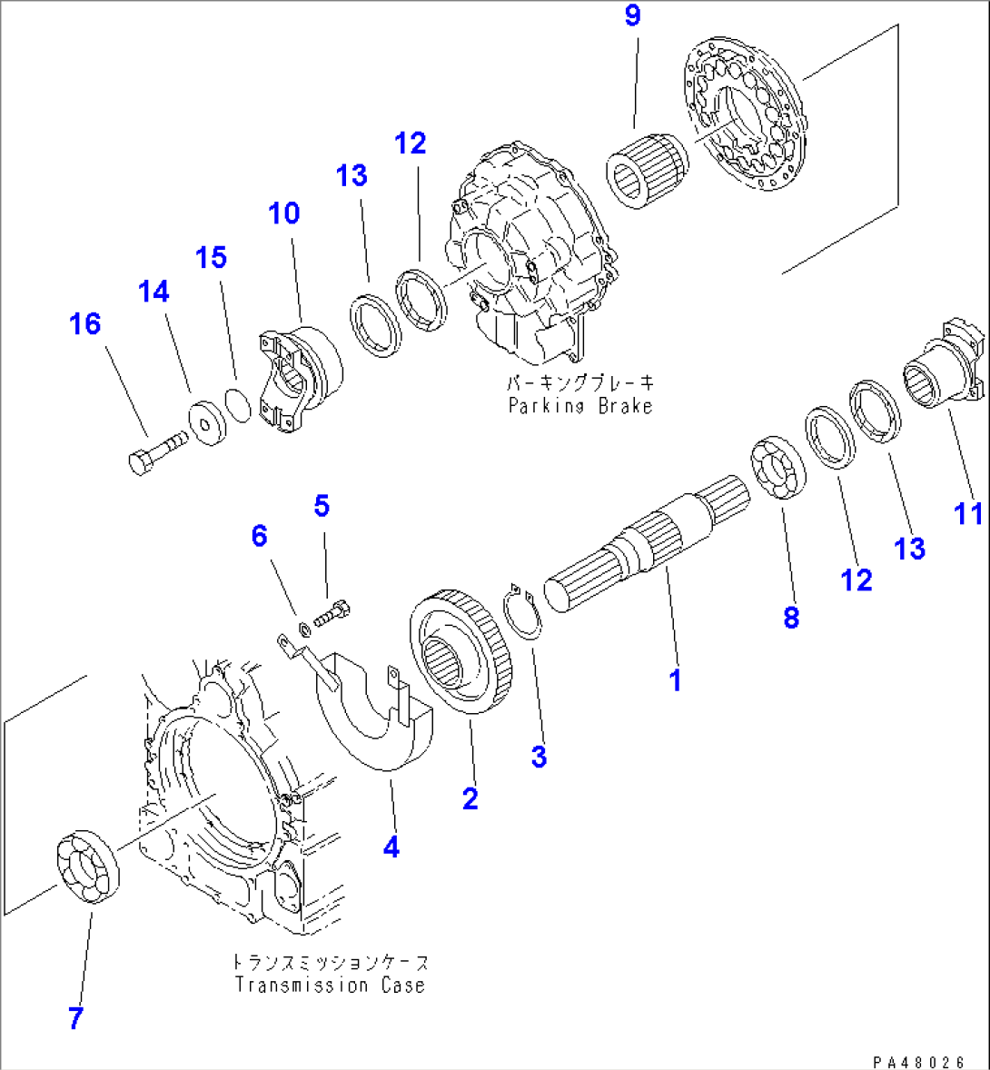 TRANSMISSION (OUTPUT SHAFT) (FOR EMERGENCY STEERING)(#50001-)
