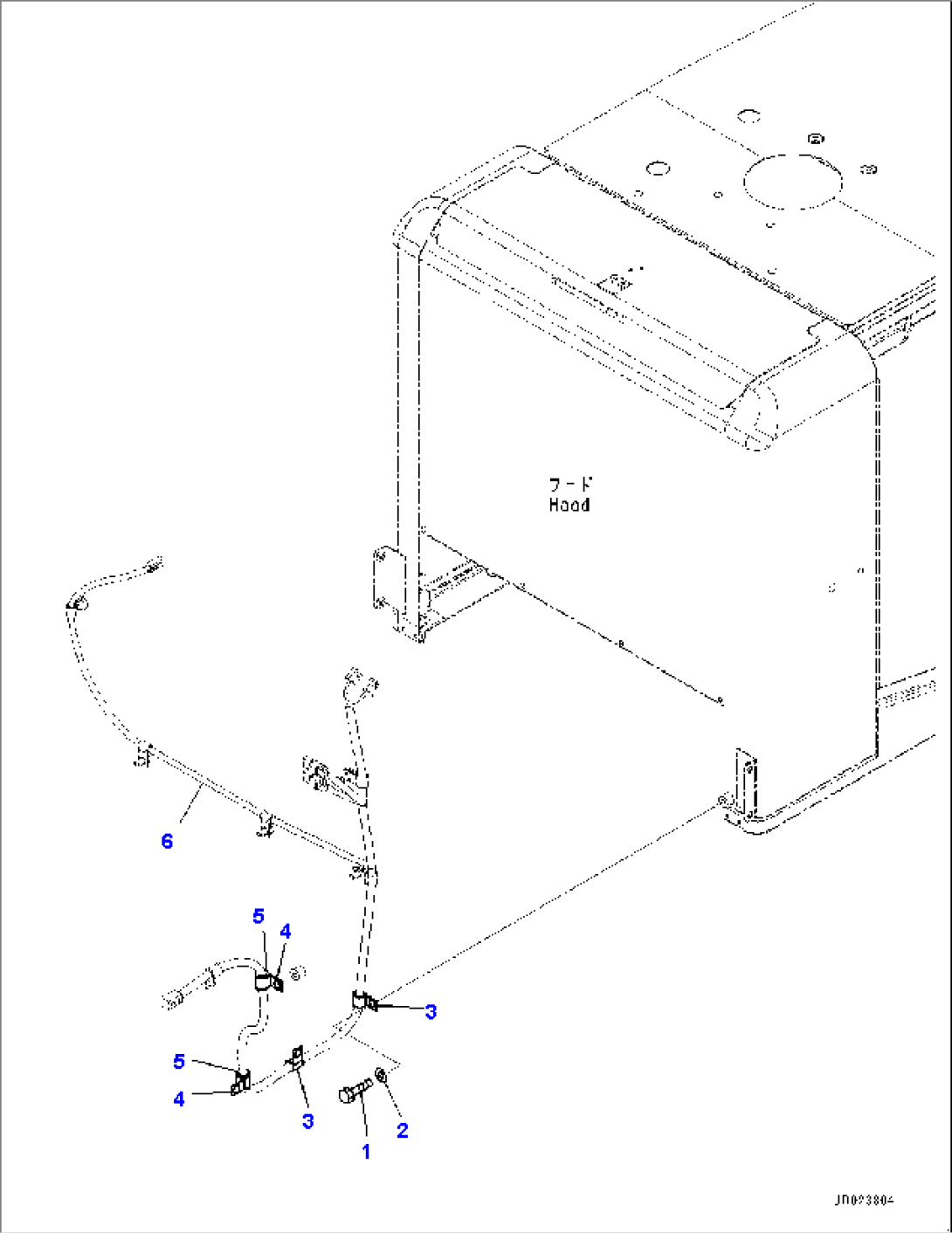 Engine Hood, Wiring Harness Clamp (#75750-)