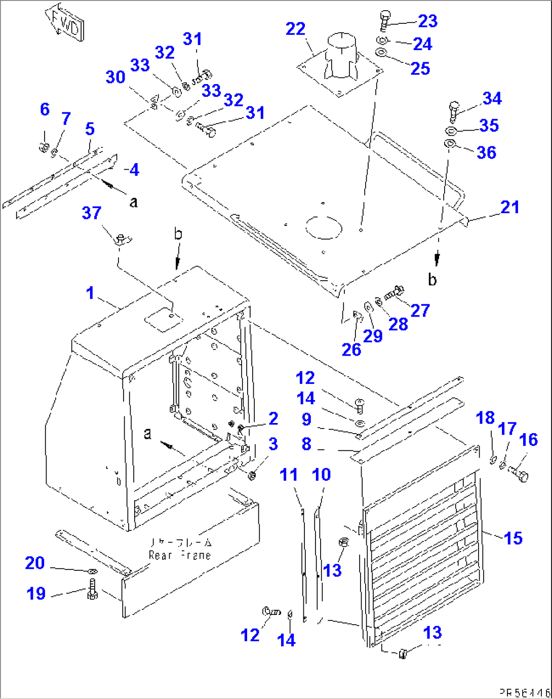 RADIATOR GUARD AND ENGINE HOOD (WITH ANGLING SNOW PLOW)(#4501-4629)