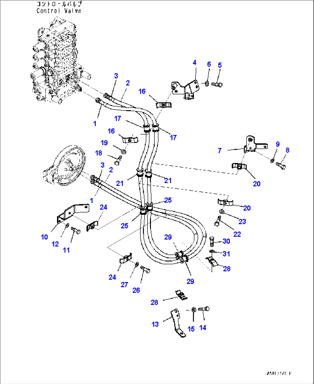 Dozer Blade Tilt Piping, Piping and Mounting (#22083-)