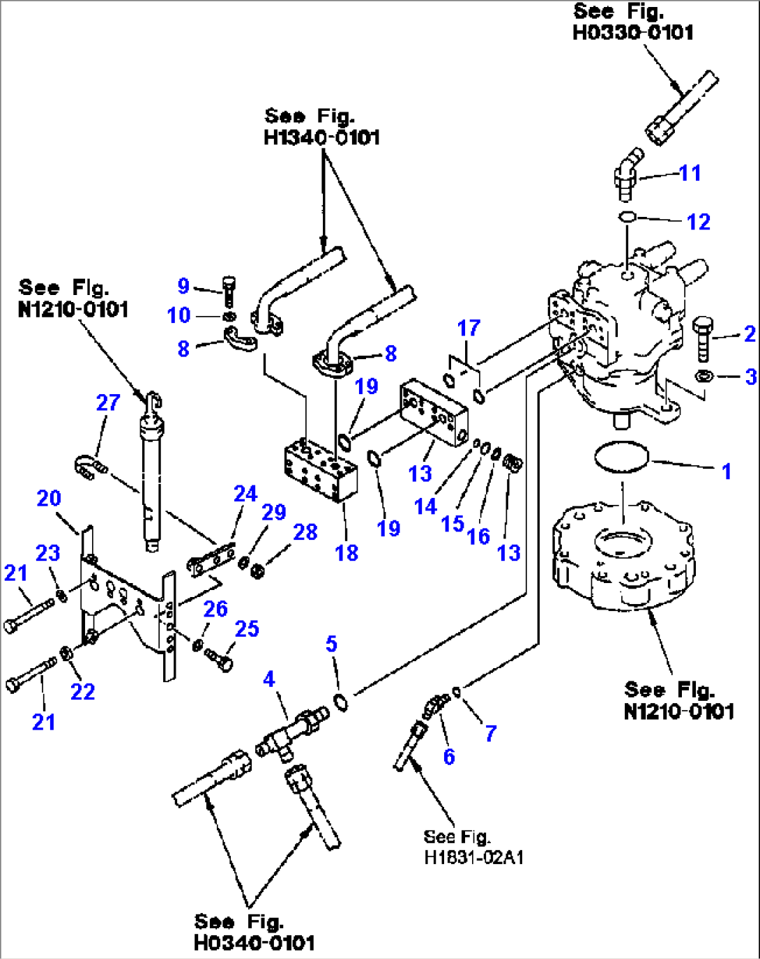 FIG NO. N1220-0104 SWING MOTOR CONNECTING PARTS WITH SWING DAMPENING