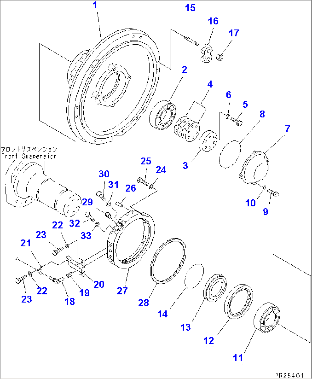 FRONT AXLE (FOR DISC TYPE FRONT BRAKE) (WITH ABS)(#5485-)