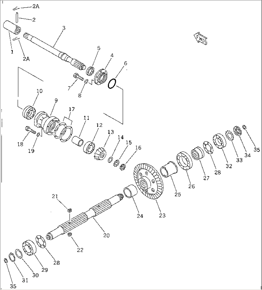 INPUT SHAFT AND BEVEL GEAR (FOR TOWING WINCH)